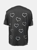 Full Size Lace Detail Heart Round Neck Short Sleeve Top - Trendsi - Flyclothing LLC