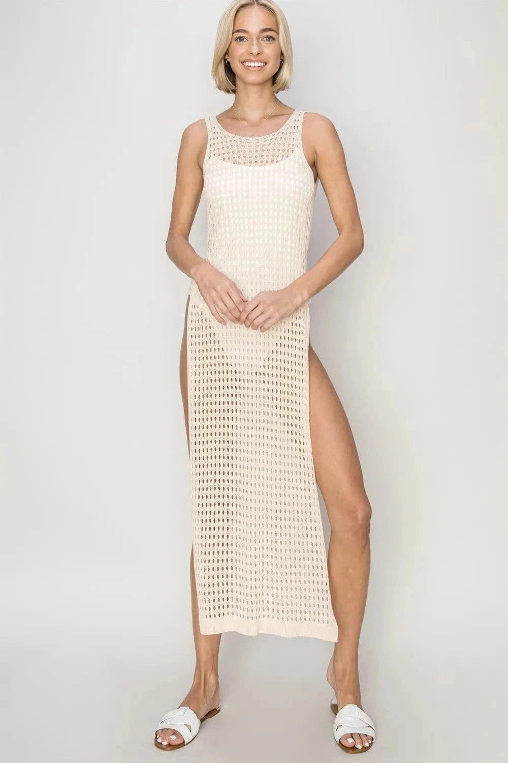 HYFVE Crochet Backless Cover Up Dress - Trendsi