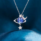 Starry Sky Inlaid Zircon Moon Star Necklace - Trendsi