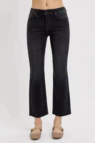 RISEN Tummy Control Mid Rise Crop Straight Jeans - Trendsi - Flyclothing LLC