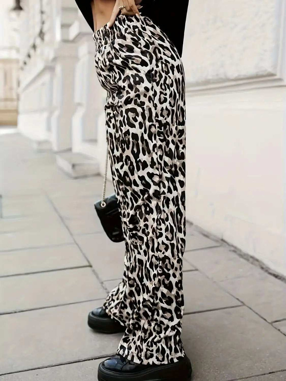 Full Size Animal Print Elastic Waist Pants - Trendsi - Flyclothing LLC