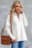 Half Zip Pocketed Dropped Shoulder Sweatshirt - Trendsi - Flyclothing LLC