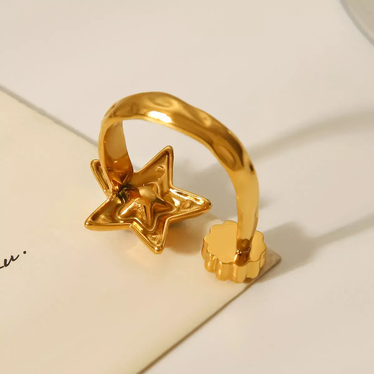 18K Gold-Plated Zircon Star Open Ring - Trendsi - Flyclothing LLC