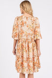 Mittoshop Flower Print Linen Blend Babydoll Mini Dress - Trendsi