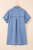 Button Down Short Sleeve Denim Dress - Trendsi