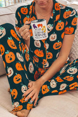 Pumpkin Printed Short Sleeve Top and Pants Lounge Set - Trendsi - Flyclothing LLC