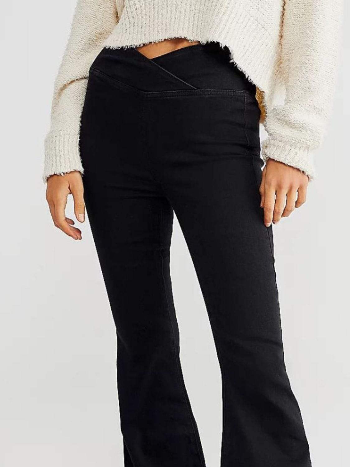 Asymmetric Waist Flare Jeans - Trendsi - Flyclothing LLC