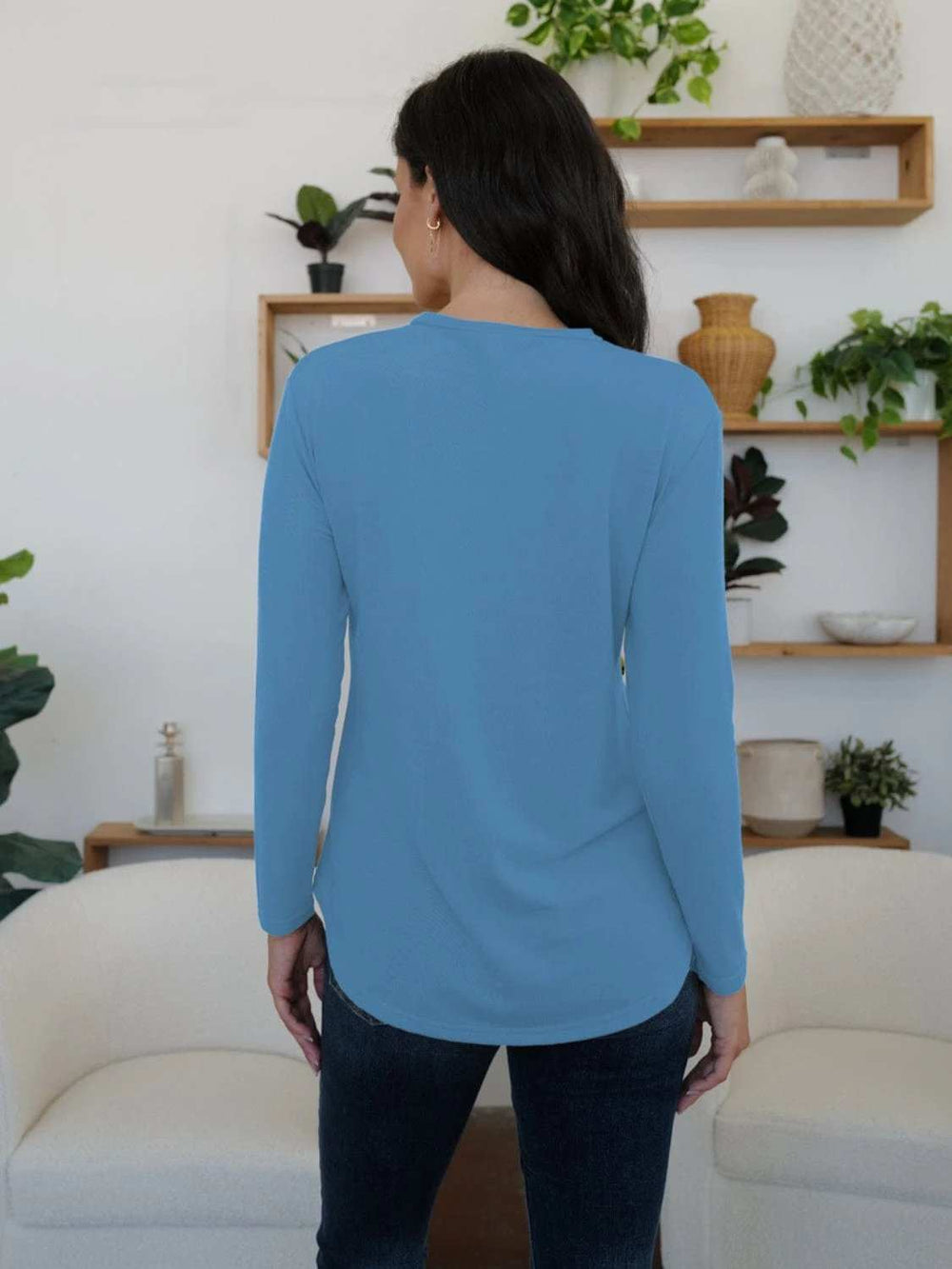 FAM-FAM Round Neck Long Sleeve T-Shirt - Trendsi - Flyclothing LLC