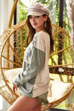 BiBi Color Block Camouflage Out Stitching Round Neck T-Shirt - Trendsi - Flyclothing LLC