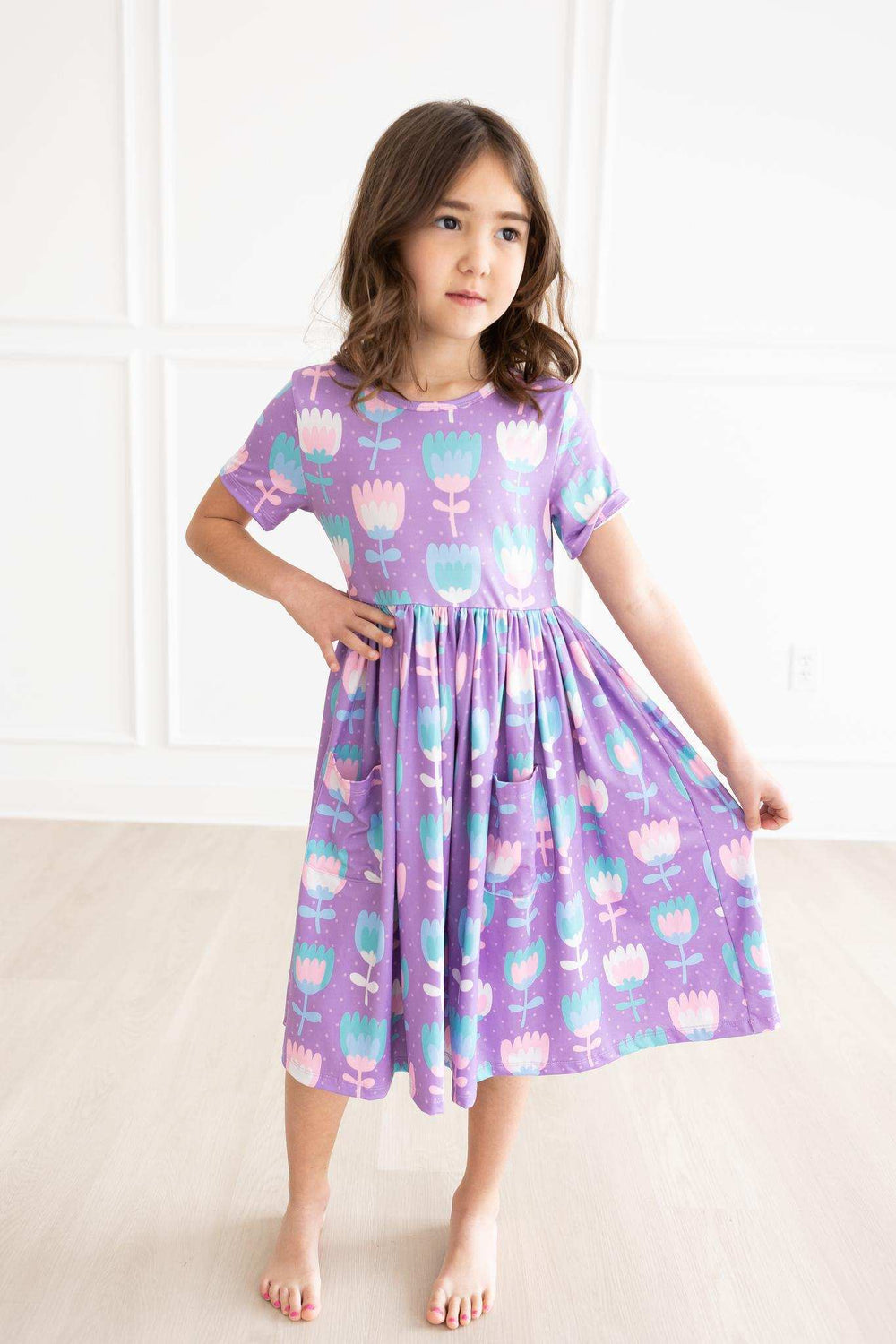 Too Cool Tulips S/S Pocket Twirl Dress - Mila & Rose ® - Flyclothing LLC