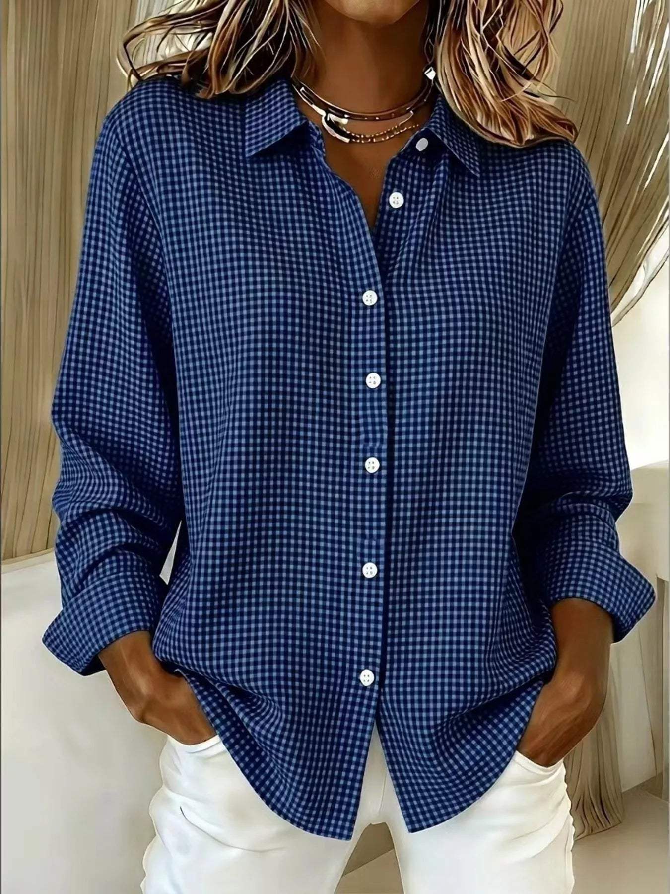 Full Size Plaid Button Up Long Sleeve Shirt Plus Size - Trendsi - Flyclothing LLC