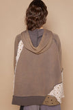 POL Floral Patchwork Distressed Drawstring Hoodie - Trendsi