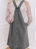 Wide Strap Button Down Denim Overall Dress - Trendsi