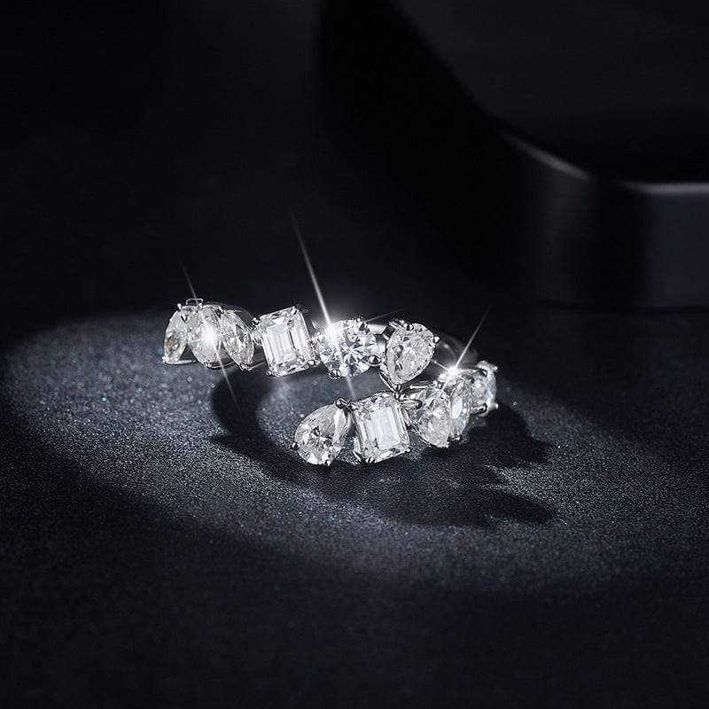 2.6 Carat Moissanite 925 Sterling Silver Bypass Ring - Trendsi - Flyclothing LLC
