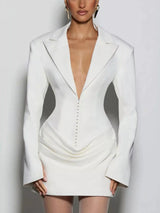 Full Size Blazer-Style Long Sleeve Mini Dress Plus Size - Trendsi - Flyclothing LLC