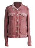 Button Up Long Sleeve Jacket with Chest Pockets - Trendsi