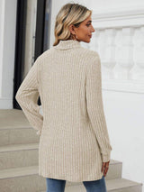 Ribbed Mock Neck Long Sleeve T-Shirt - Trendsi - Flyclothing LLC