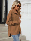 Button Up Dropped Shoulder Long Sleeve Outerwear - Trendsi - Flyclothing LLC