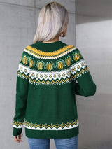 Angel Wings Geometric Round Neck Long Sleeve Sweater - Trendsi - Flyclothing LLC
