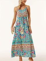 Printed Scoop Neck Midi Cami Dress - Trendsi - Flyclothing LLC