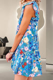 Tiered Floral Cap Sleeve Dress Trendsi