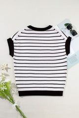 Striped Round Neck Knit Top - Trendsi - Flyclothing LLC