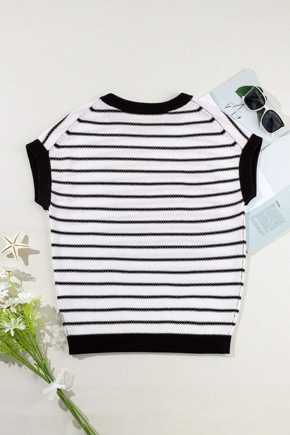 Striped Round Neck Knit Top - Trendsi - Flyclothing LLC