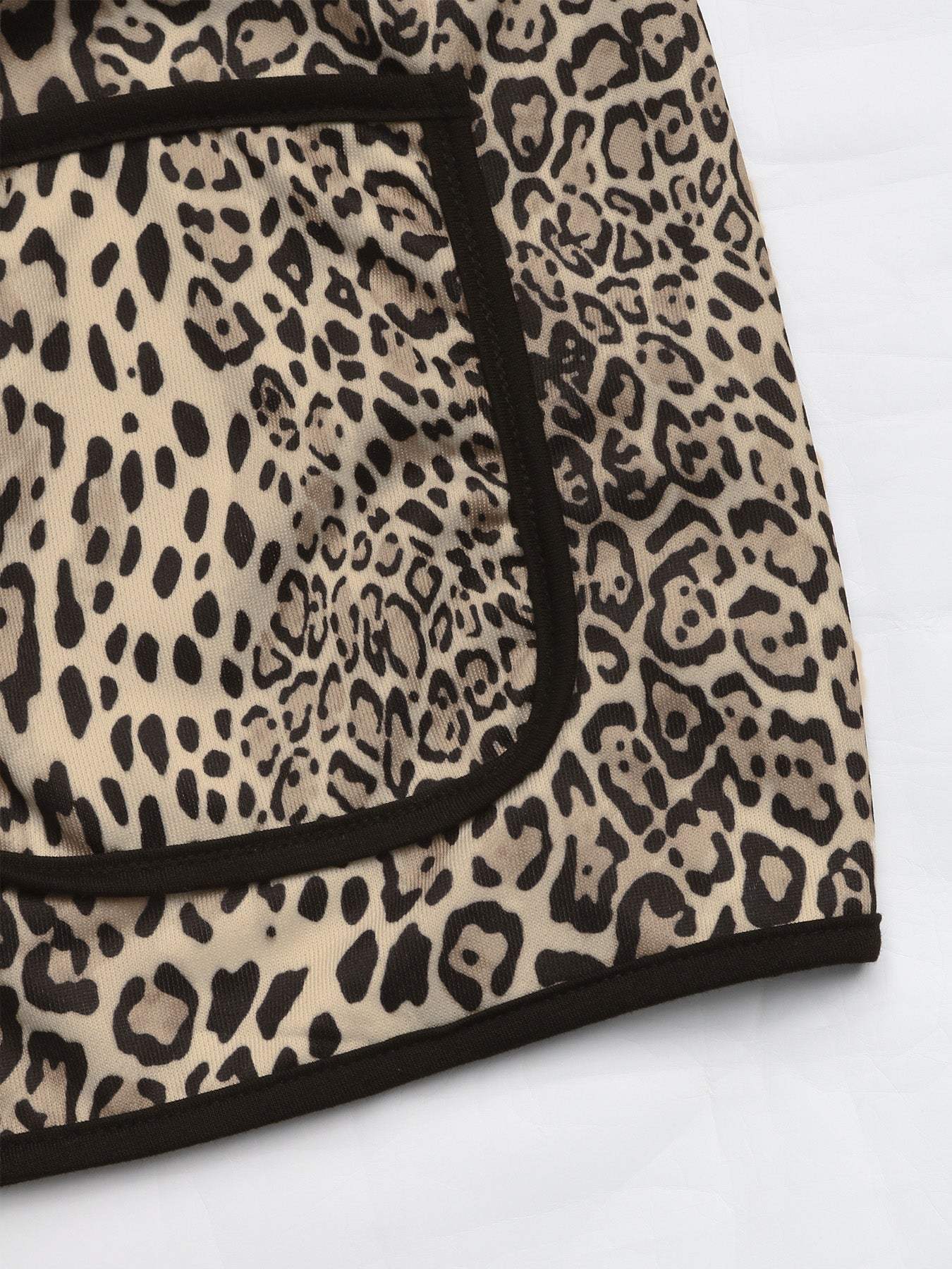 Perfee Leopard Open Front Long Sleeve Jacket - Trendsi - Flyclothing LLC