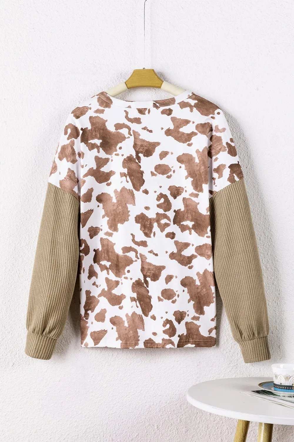 Printed Dropped Shoulder Long Sleeve Blouse - Trendsi - Flyclothing LLC