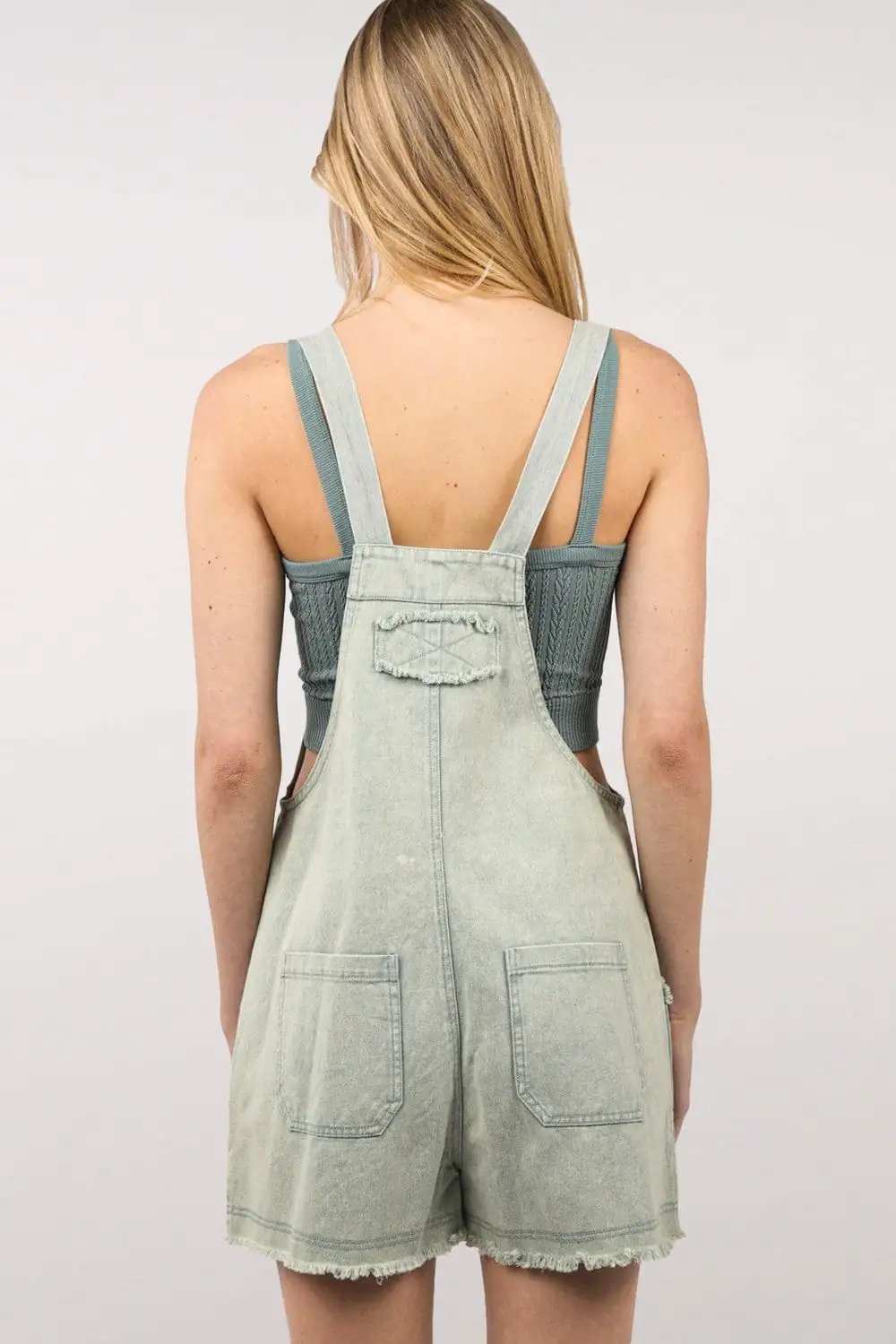 VERY J Washed Frayed Hem Denim Overall - Trendsi - Flyclothing LLC