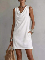 Casual Sleeveless Cowl Neck Mini Dress - Trendsi - Flyclothing LLC