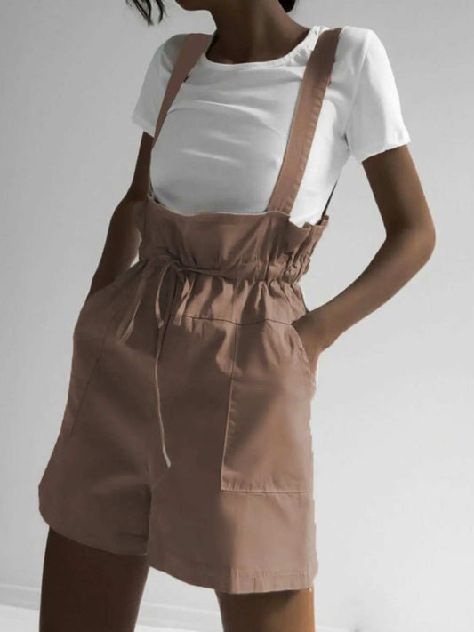 Drawstring Wide Strap Overalls with Pockets - Trendsi - Flyclothing LLC