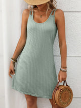 Texture Scoop Neck Double Spaghetti Strap Dress - Trendsi - Flyclothing LLC