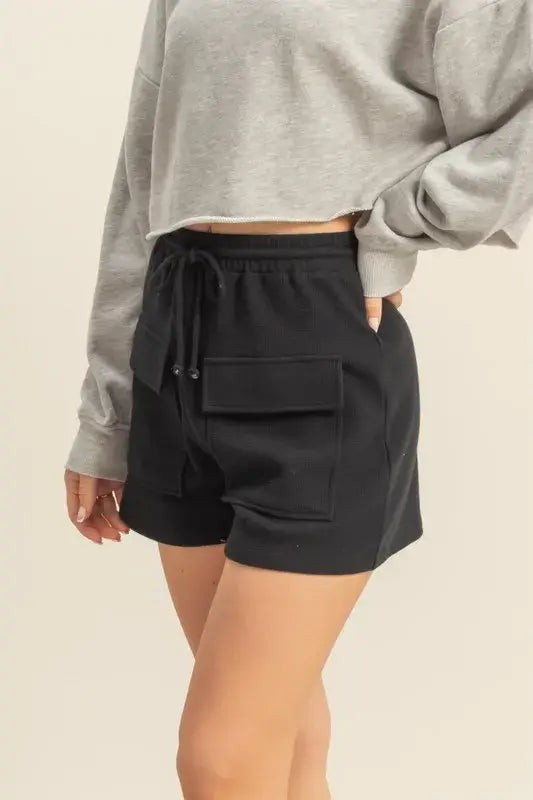 HYFVE Drawstring Waffle Knit Front Pocket Shorts - Trendsi - Flyclothing LLC