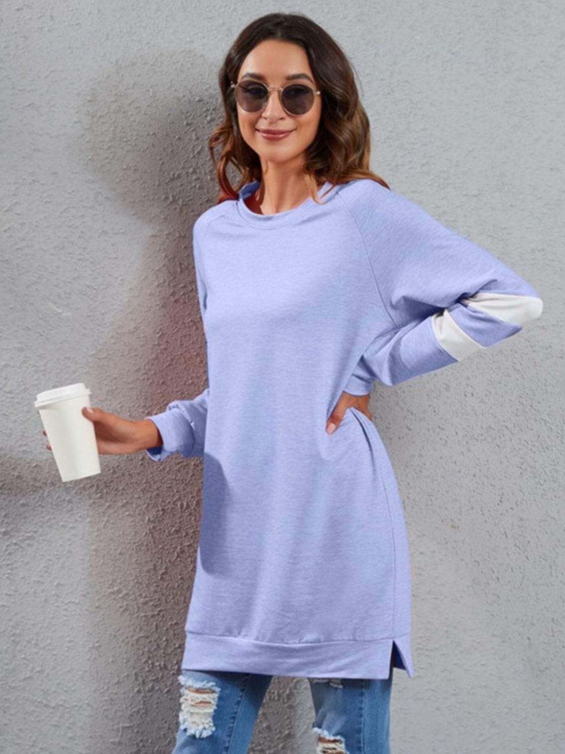 Full Size Striped Round Neck Long Sleeve T-Shirt - Trendsi - Flyclothing LLC