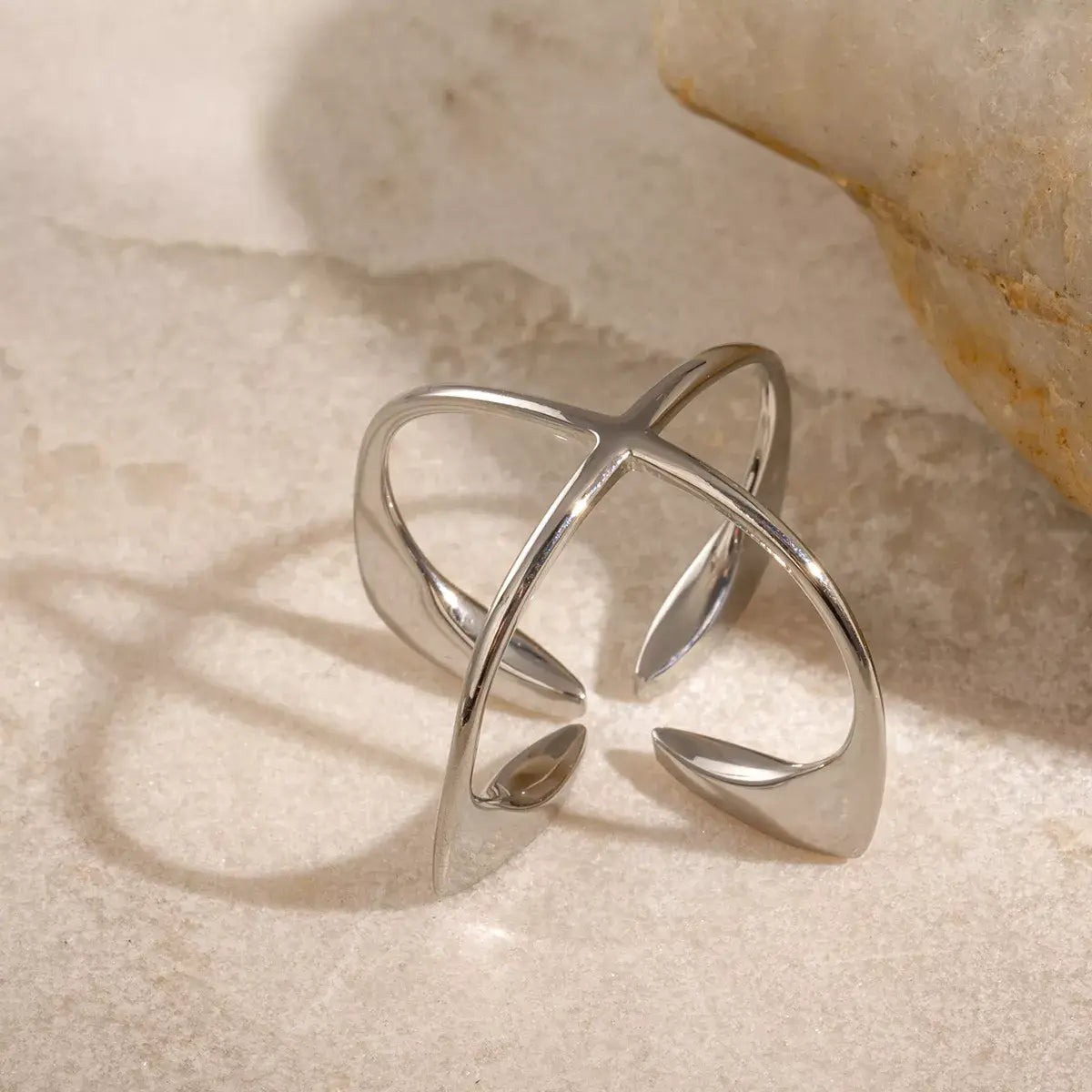 Stainless Steel Crisscross Open Ring - Trendsi - Flyclothing LLC
