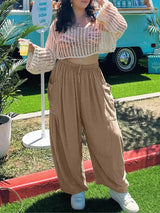 Full Size Drawstring Pants with Pockets Plus Size - Trendsi - Flyclothing LLC