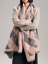 Cute Cat Pattern Plaid Raw Hem Scarf - Trendsi - Flyclothing LLC