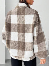 Full Size Plaid Sherpa Long Sleeve Sweatshirt Plus Size - Trendsi - Flyclothing LLC