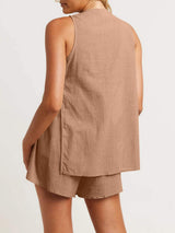 Full Size Button Up Top and Shorts Set - Trendsi - Flyclothing LLC