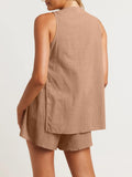 Full Size Button Up Top and Shorts Set - Trendsi