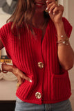 Button Down Sweater Vest with Pockets - Trendsi - Flyclothing LLC