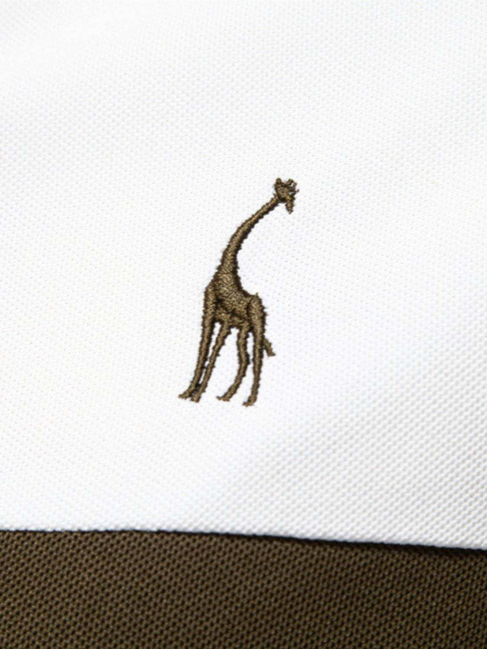 Men's Giraffe Embroidered Collared Neck Contrast Polo - Trendsi - Flyclothing LLC