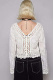 POL Long Sleeve Cropped Crochet Top with Floral Embroidery Detail - Trendsi - Flyclothing LLC