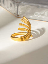 18K Gold-Plated Stainless Steel Irregular Lines Open Ring - Trendsi - Flyclothing LLC