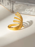 18K Gold-Plated Stainless Steel Irregular Lines Open Ring - Trendsi - Flyclothing LLC