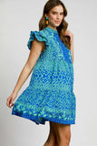 Umgee Full Size Mixed Print Mini Dress Plus Size - Trendsi