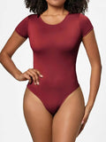Full Size Round Neck Short Sleeve Bodysuit - Trendsi - Flyclothing LLC