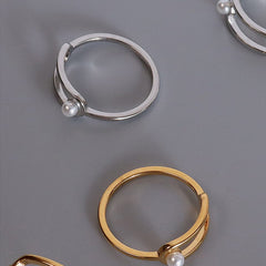 Synthetic Pearl Titanium Steel Ring - Flyclothing LLC