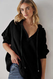 Exposed Seam Drawstring Long Sleeve Hoodie - Trendsi - Flyclothing LLC